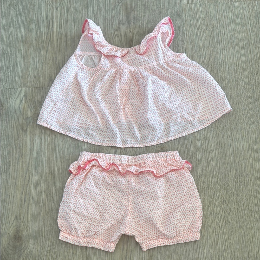 Tartine et Chocolat Pink Ruffled Tank and Bloomer Shorts set